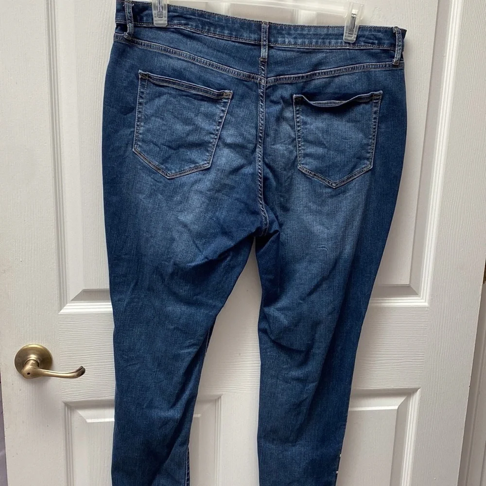 Q a.n.a solid blue stretch skinny plus size denim jeggings jeans 👖 size 18